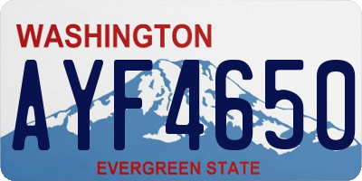 WA license plate AYF4650