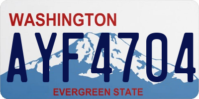 WA license plate AYF4704