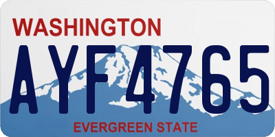 WA license plate AYF4765