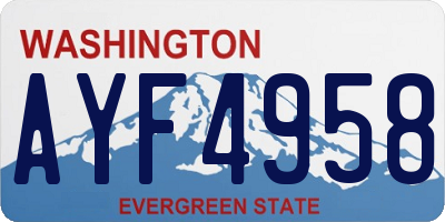 WA license plate AYF4958