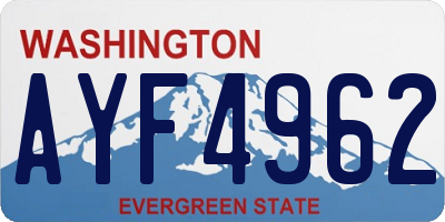 WA license plate AYF4962