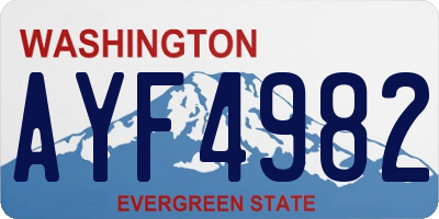 WA license plate AYF4982