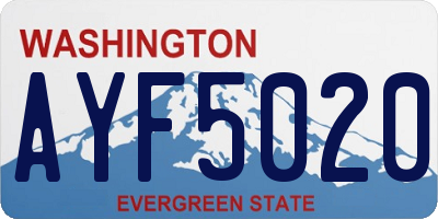 WA license plate AYF5020