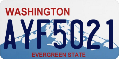 WA license plate AYF5021
