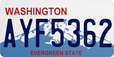 WA license plate AYF5362