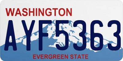 WA license plate AYF5363