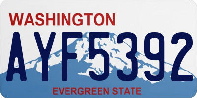 WA license plate AYF5392