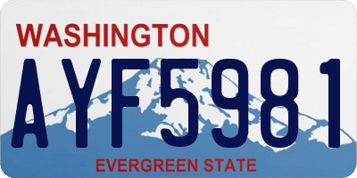 WA license plate AYF5981