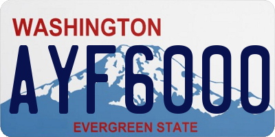 WA license plate AYF6000