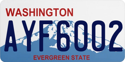 WA license plate AYF6002