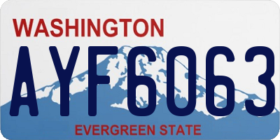 WA license plate AYF6063