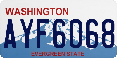 WA license plate AYF6068