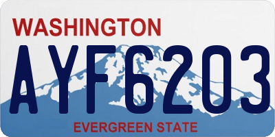 WA license plate AYF6203