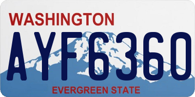 WA license plate AYF6360