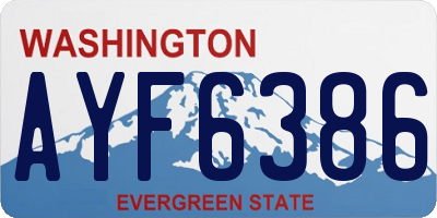 WA license plate AYF6386
