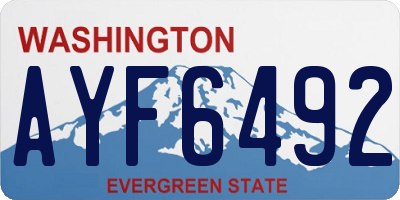 WA license plate AYF6492