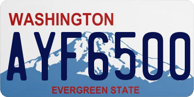 WA license plate AYF6500