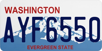 WA license plate AYF6550
