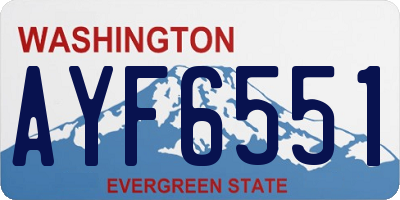 WA license plate AYF6551