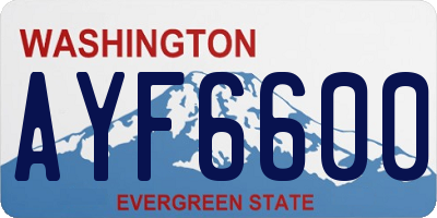 WA license plate AYF6600