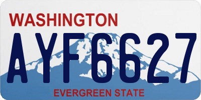 WA license plate AYF6627