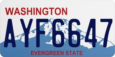 WA license plate AYF6647