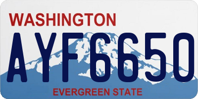 WA license plate AYF6650