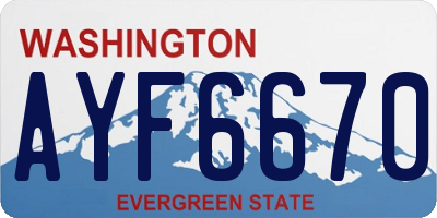 WA license plate AYF6670