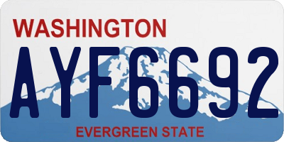 WA license plate AYF6692