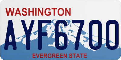 WA license plate AYF6700