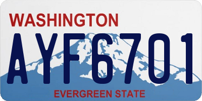 WA license plate AYF6701