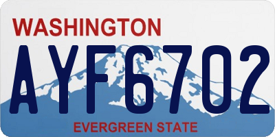 WA license plate AYF6702