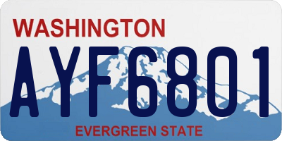 WA license plate AYF6801