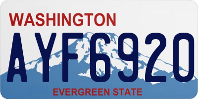 WA license plate AYF6920