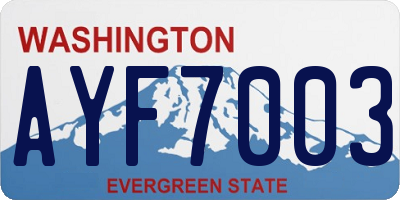 WA license plate AYF7003