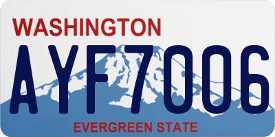 WA license plate AYF7006