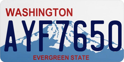 WA license plate AYF7650