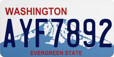 WA license plate AYF7892