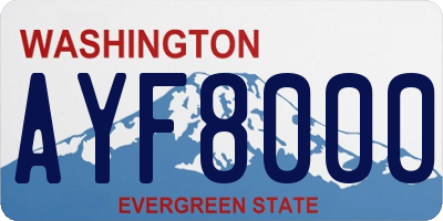 WA license plate AYF8000