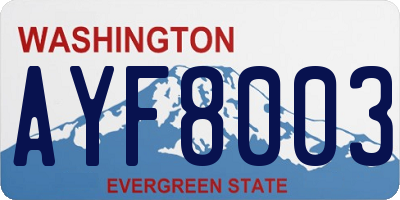 WA license plate AYF8003