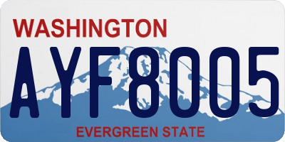 WA license plate AYF8005