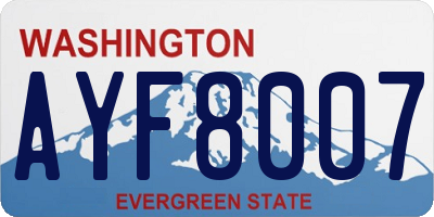 WA license plate AYF8007