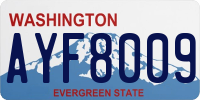 WA license plate AYF8009