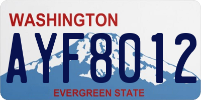 WA license plate AYF8012