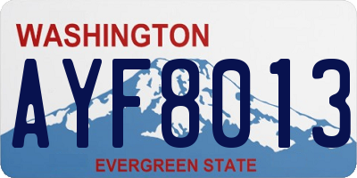 WA license plate AYF8013