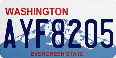 WA license plate AYF8205