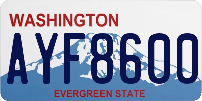 WA license plate AYF8600