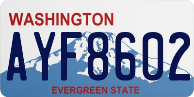 WA license plate AYF8602