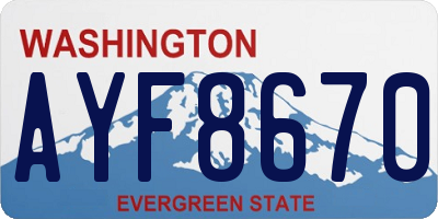 WA license plate AYF8670
