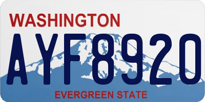 WA license plate AYF8920